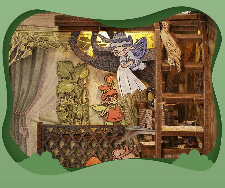 Miniature House Book Nook Kit with Touch Light Elven Paradise (Sumeru)