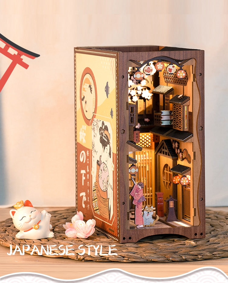 Miniature House Book Nook Kit with Touch Light Under the Sakura (Yoimiya's Summer Festival)