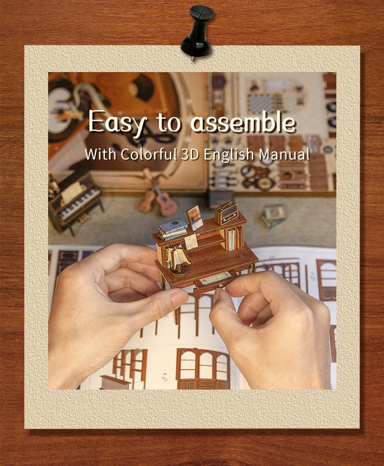 Miniature House Book Nook Kit with Touch Light Secret Rhythm