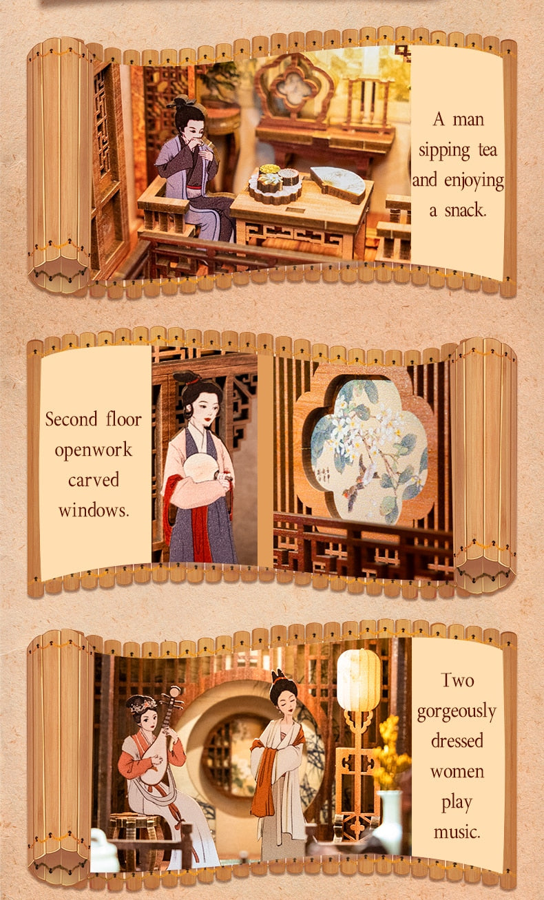 Miniature House Book Nook Kit with Touch Light Elegant Song (Ningguang's Jade Garden)