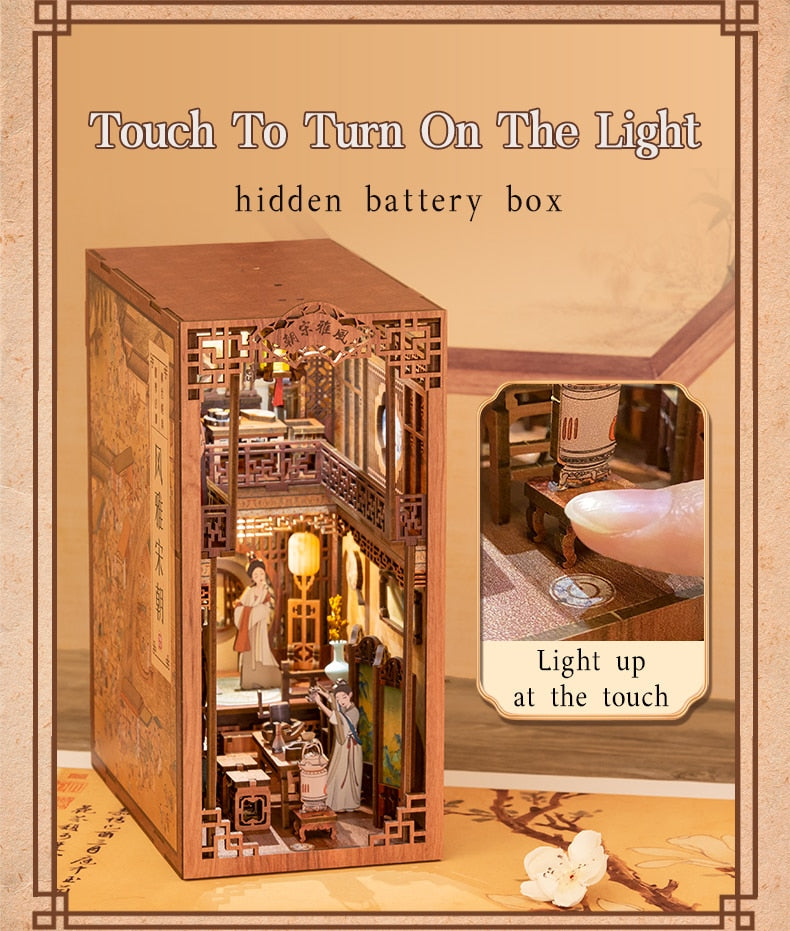 Miniature House Book Nook Kit with Touch Light Elegant Song (Ningguang's Jade Garden)