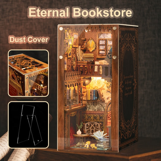 Miniature House Book Nook Kit with Touch Light Eternal Bookstore 